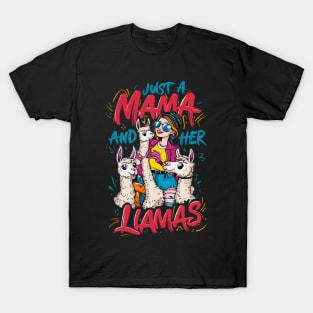 "Llama Mama Crew - Fun Family Alpaca Illustration" T-Shirt